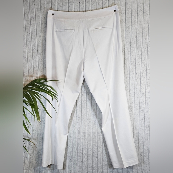 Ann Taylor Factory Pants | Women 14 White Straight Leg Dress Career Trousers - Picture 2 of 2